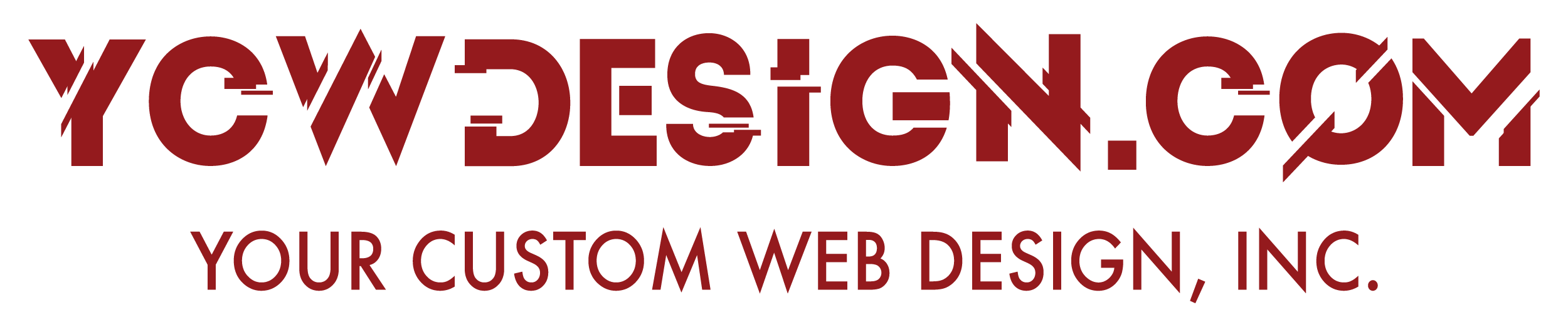 Your Custom Web Design, Inc. dark red banner logo