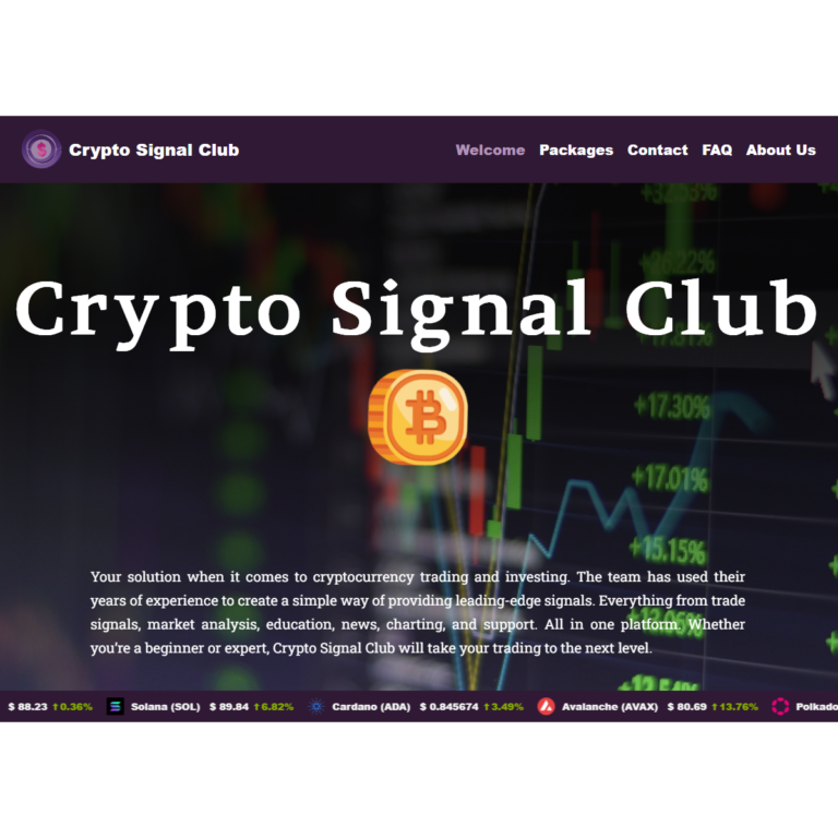 Cryptosignalclub.com website built by Your Custom Web Design, Inc.
